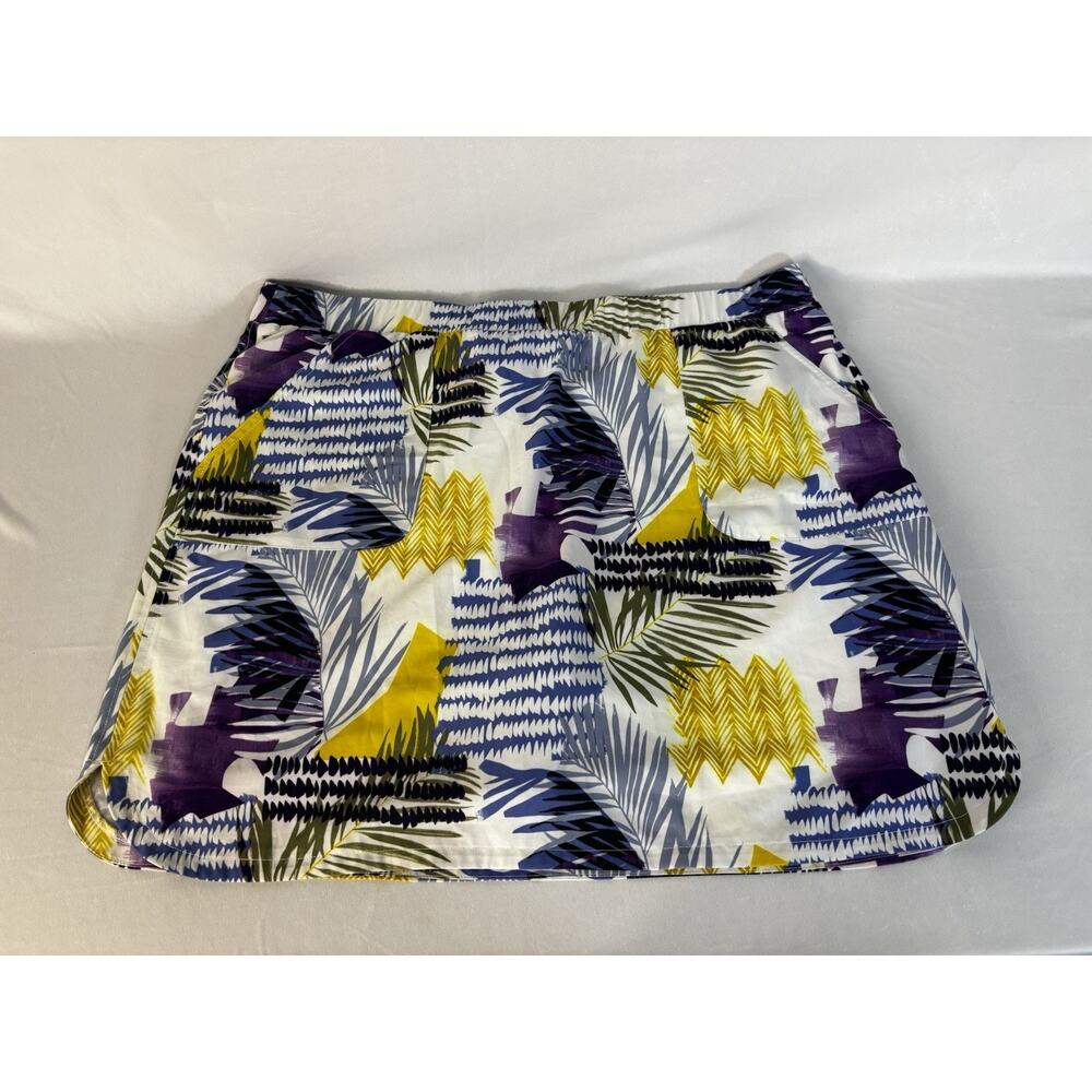 Chico’s Skort XL Blue Yellow Pull On Athletic Pockets Size‎ 16 Pickleball Beach